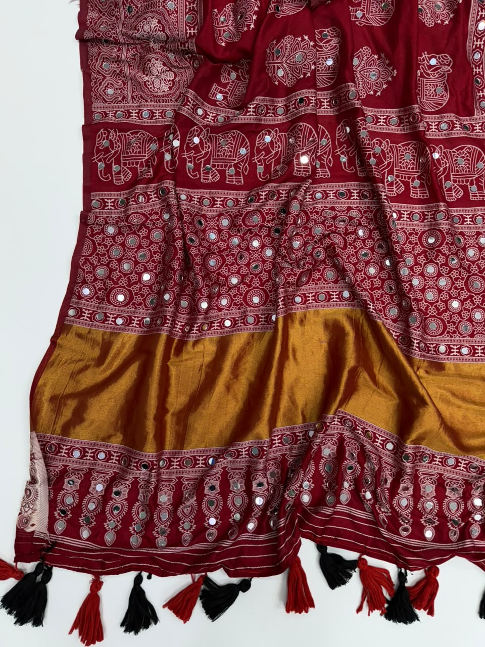Luxurious Festive Wear Silk Mirror Work Rich Pallu Designer Saree With Blouse Piece