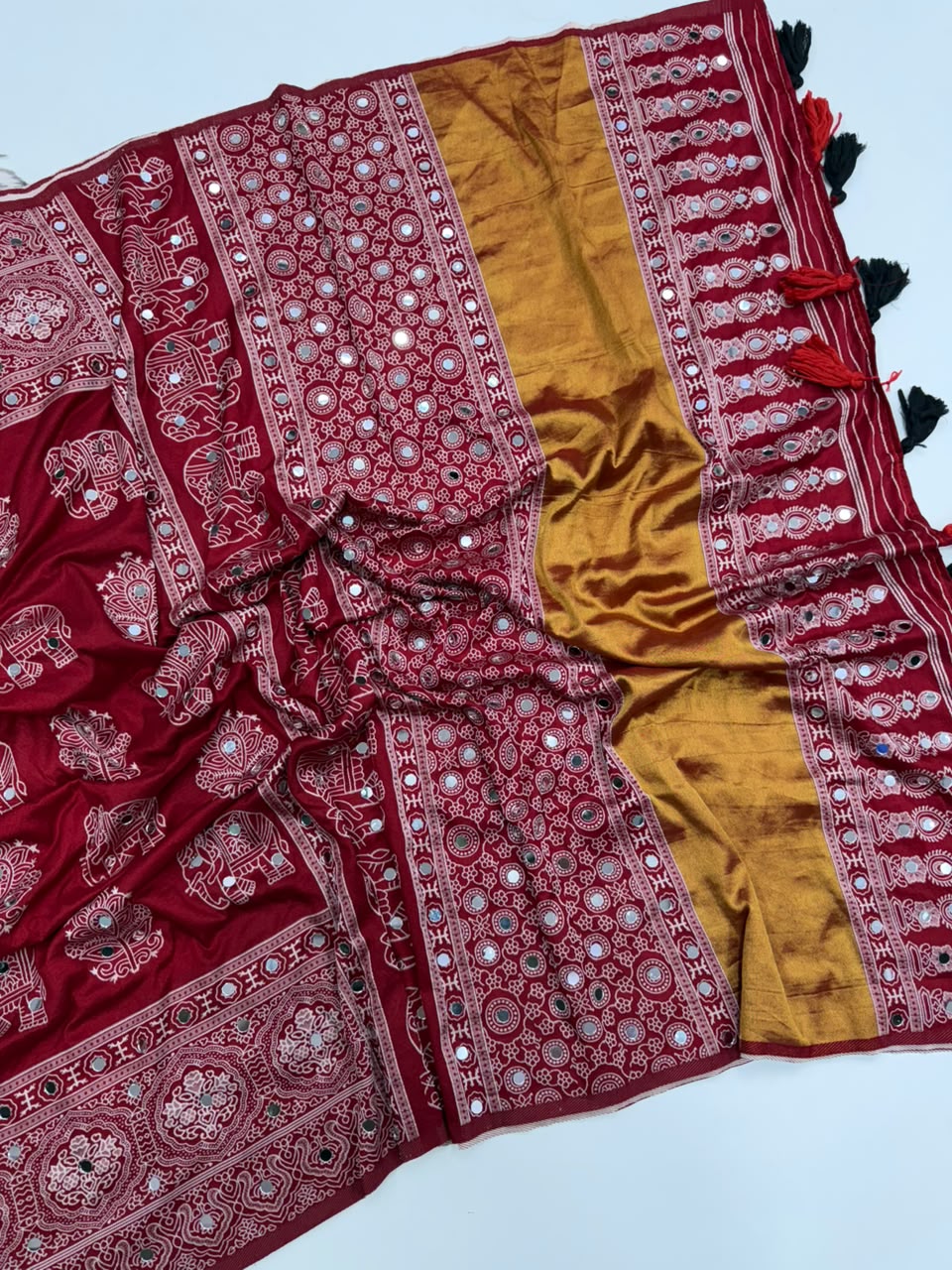 Luxurious Festive Wear Silk Mirror Work Rich Pallu Designer Saree With Blouse Piece