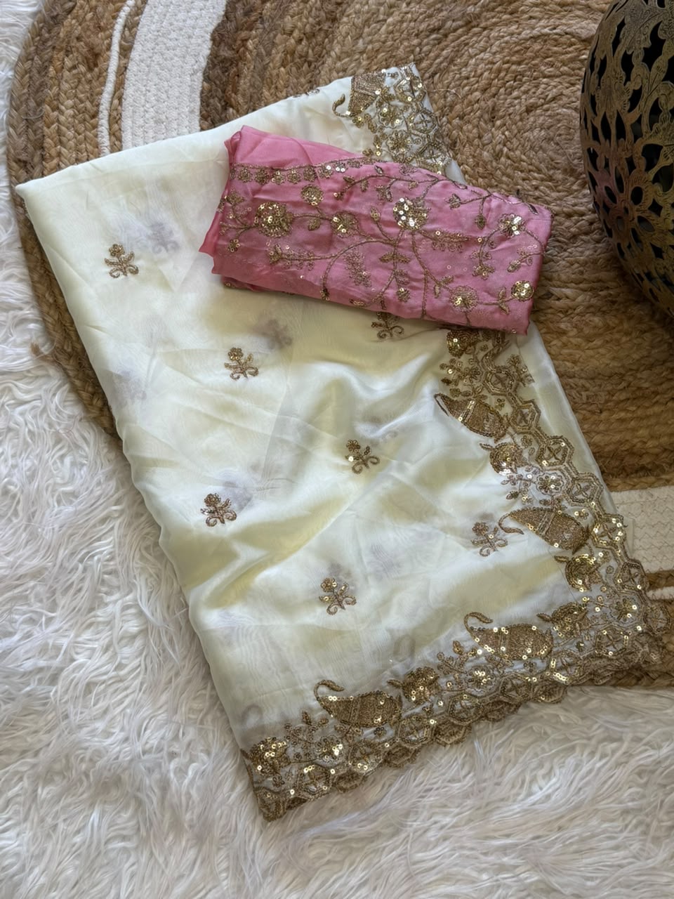 Stunning Wedding Wear Rangoli Silk Embroidery n Sequence Work Designer Saree For Occasion