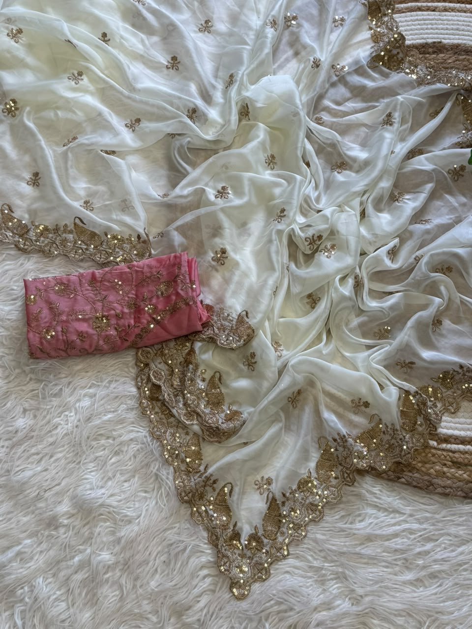 Stunning Wedding Wear Rangoli Silk Embroidery n Sequence Work Designer Saree For Occasion