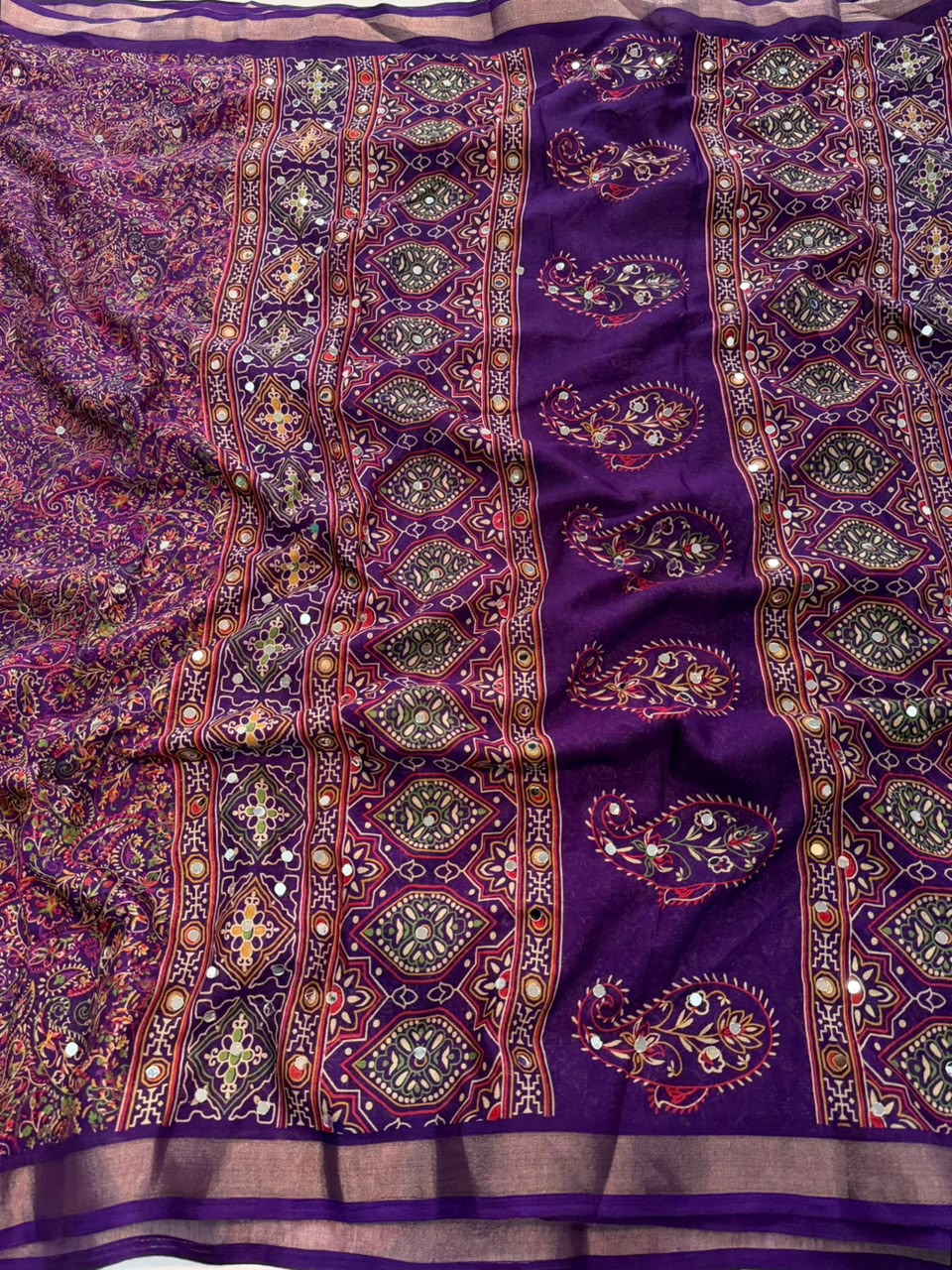 Marvellous Party Wear Soft Silk Jacquard Weaving Border n Mirror Work Designer Saree With Blouse Piece