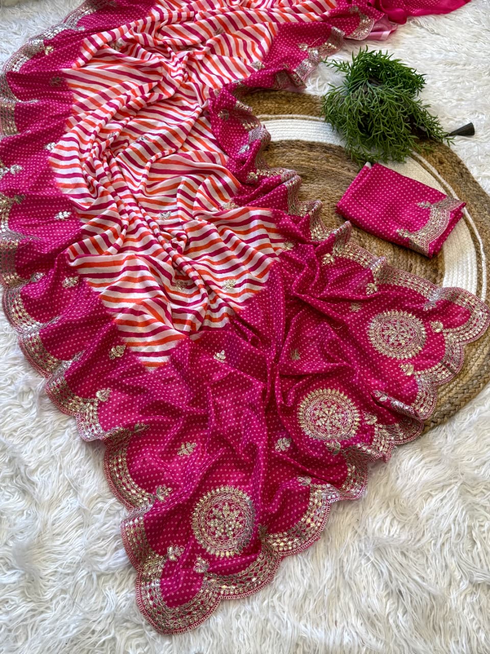 Stunning Wedding Wear Silk Embroidery Work Designer Saree With Blouse Piece.