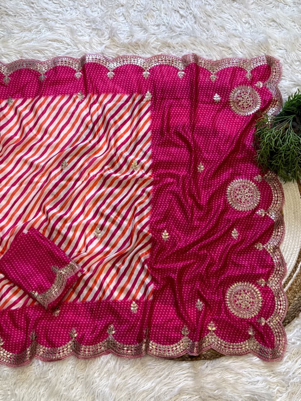 Stunning Wedding Wear Silk Embroidery Work Designer Saree With Blouse Piece.
