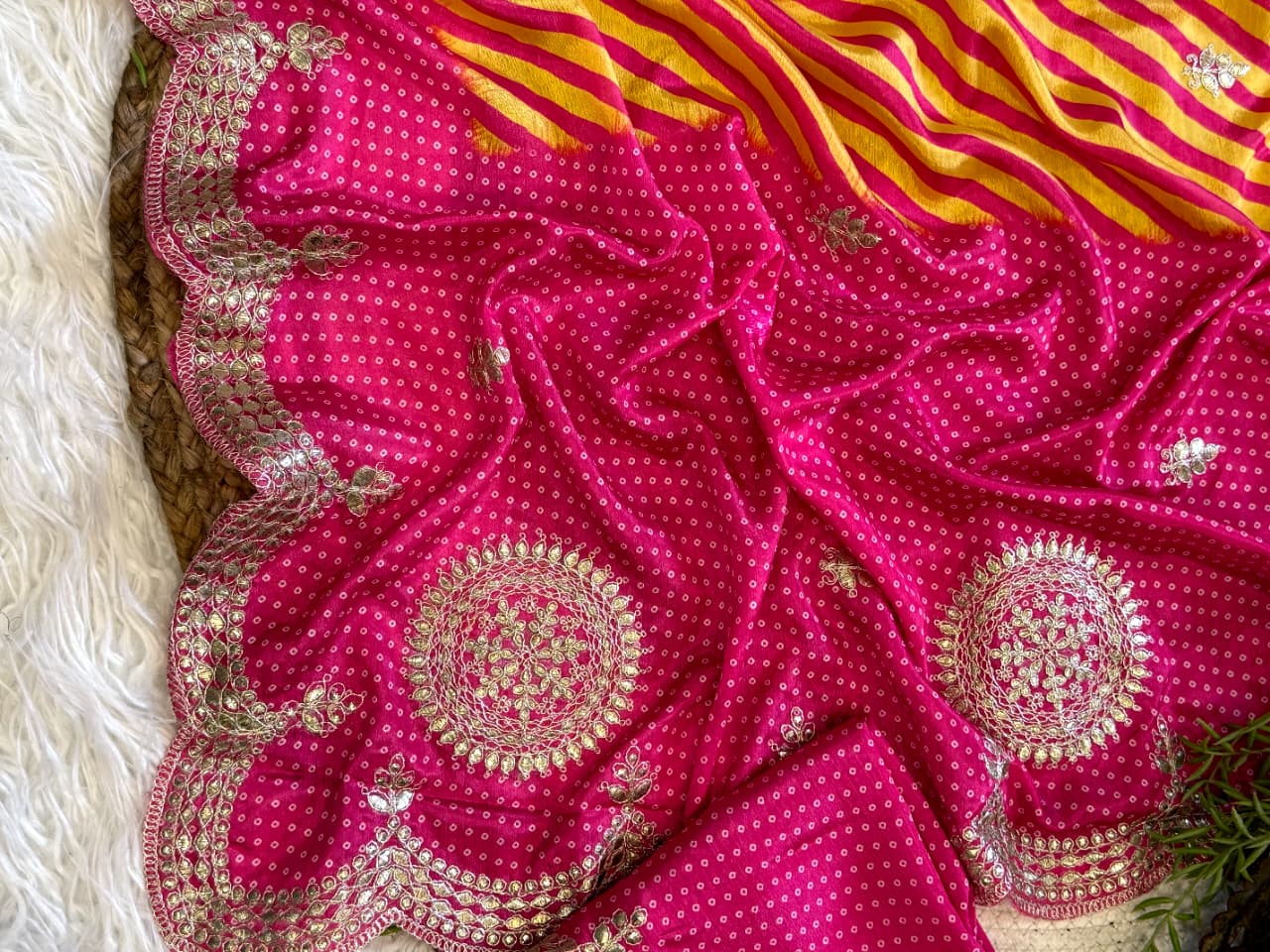 Stunning Wedding Wear Silk Embroidery Work Designer Saree With Blouse Piece.
