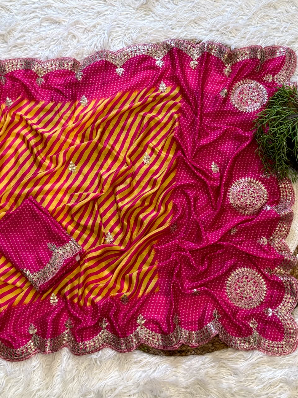 Stunning Wedding Wear Silk Embroidery Work Designer Saree With Blouse Piece.