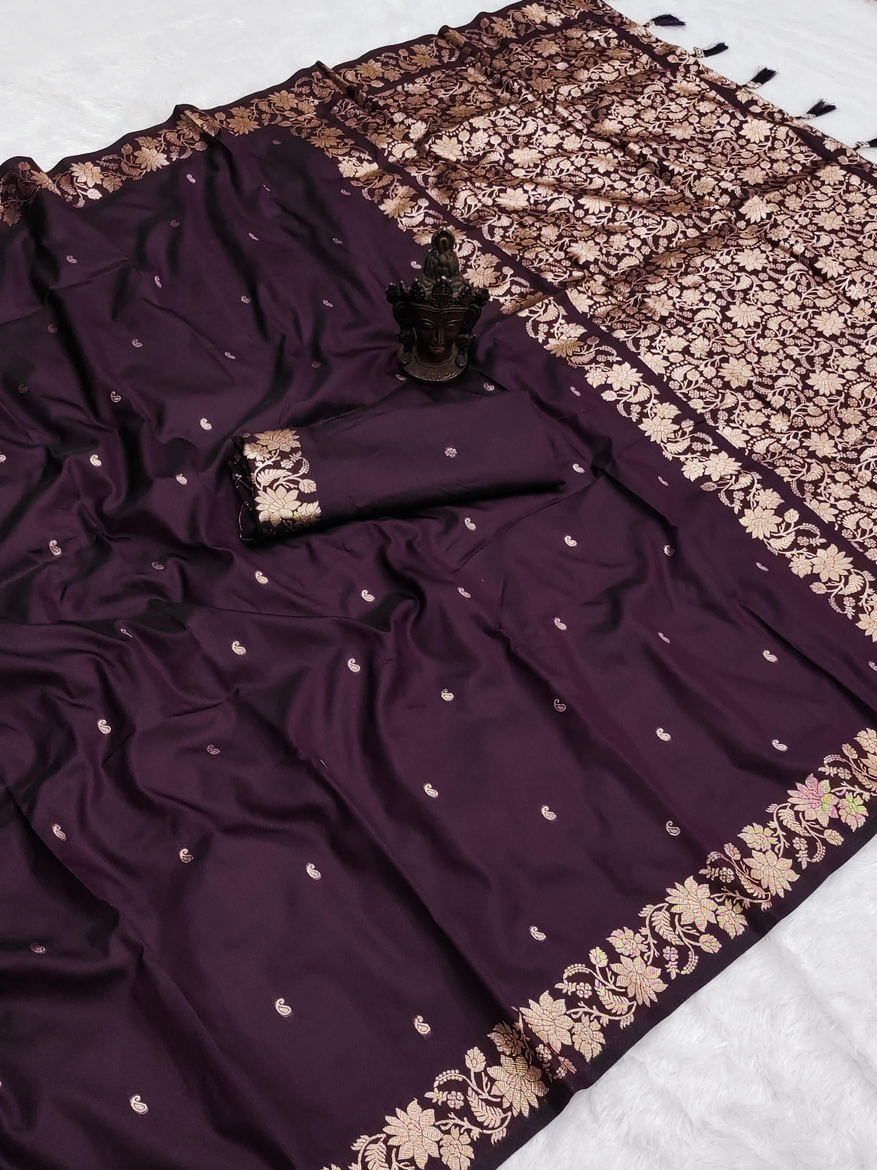 Incredible Wedding Wear Pure Banarasi Silk Zari Weaving Border n Rich Pallu Designer Saree With Blouse Piece