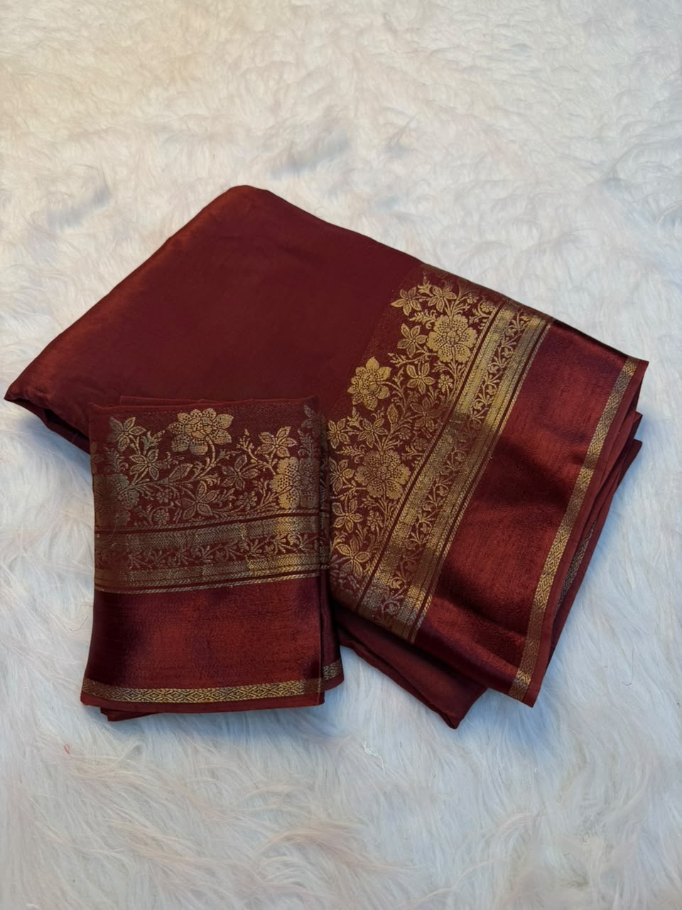 Fantabulous Party Wear Viscose Silk Satin Border Zari Design Fancy Saree With Blouse Piece