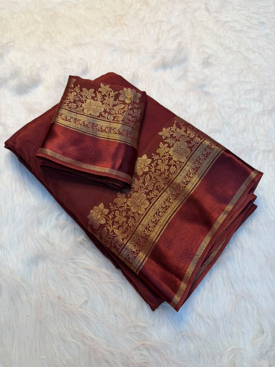Fantabulous Party Wear Viscose Silk Satin Border Zari Design Fancy Saree With Blouse Piece
