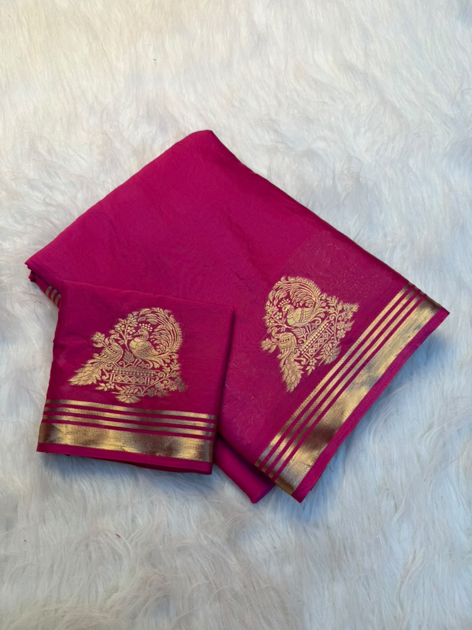 Contemporary Festive Wear Viscose Crape Georgette Zari Border Fancy Saree With Blouse Piece