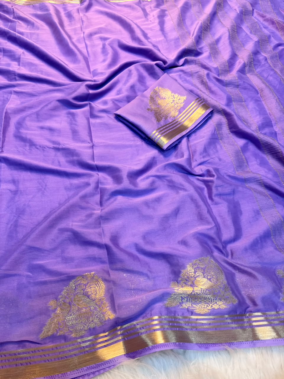 Contemporary Festive Wear Viscose Crape Georgette Zari Border Fancy Saree With Blouse Piece