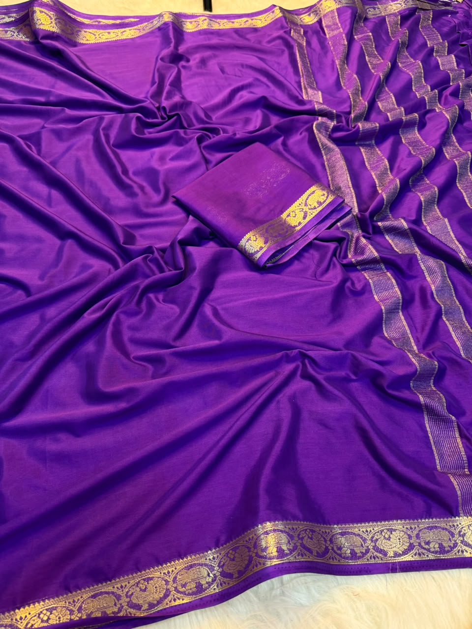 Traditional Function Wear Viscose Georgette Zari Border Rich Pallu Fancy Saree With Blouse Piece