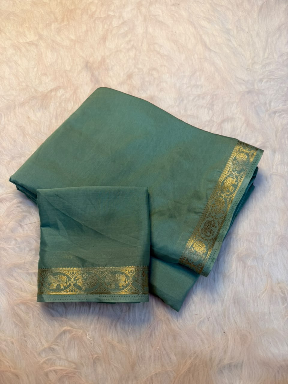 Traditional Function Wear Viscose Georgette Zari Border Rich Pallu Fancy Saree With Blouse Piece