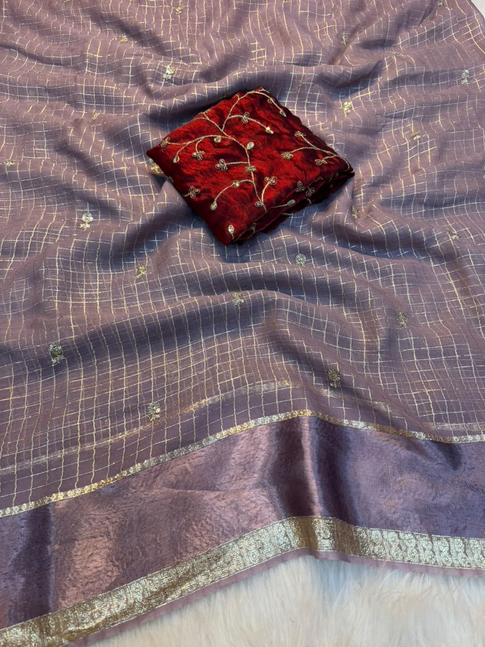 Regal Festive Wear Pure Viscose Silk Golden Embroidered n Butti Work Fancy Saree With Contrast Blouse Piece
