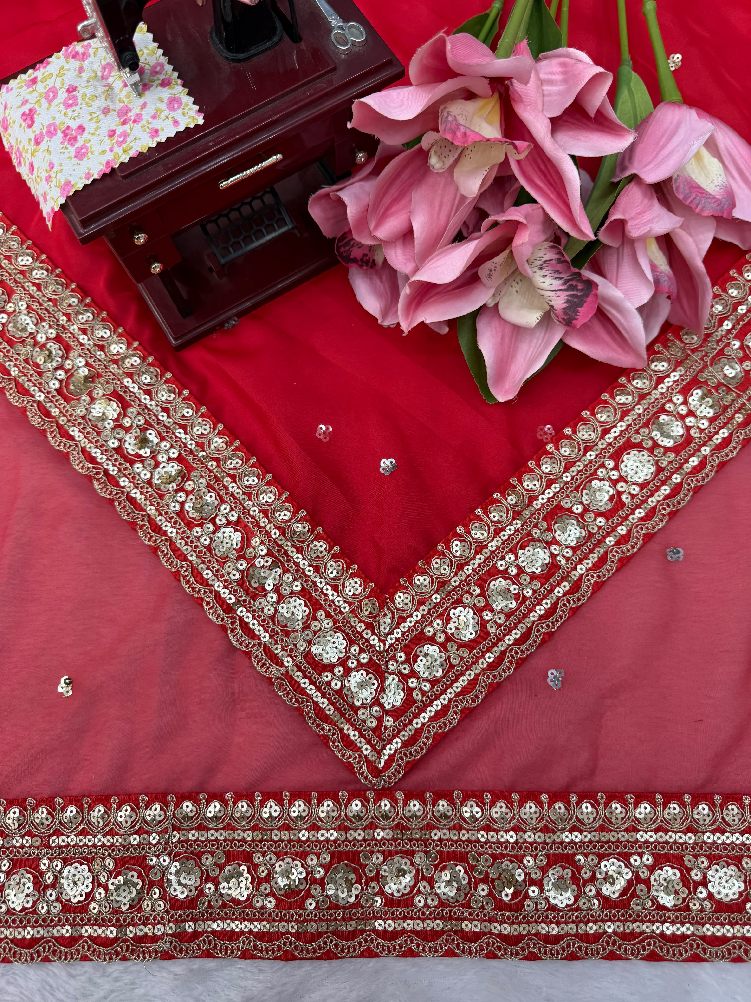 Dazzling Wedding Wear Silk Sequence n Thread Work Designer Saree With Unstitched Blouse Piece