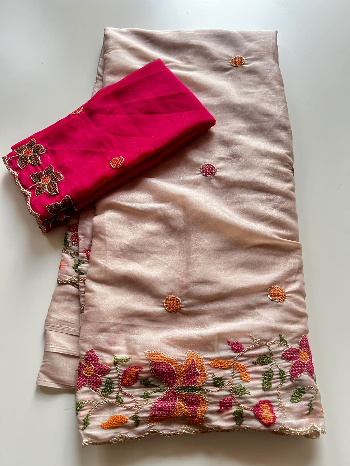 Heritage Function Wear Soft Georgette Embroidery Work Fancy Saree With Contrast Blouse Piece