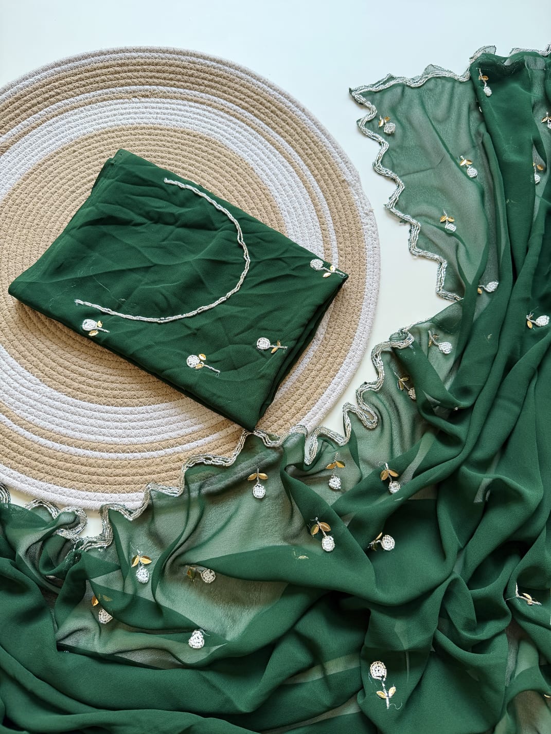 Marvellous Festive Wear Soft Georgette Butta n Handwork Designer Saree With Blouse Piece