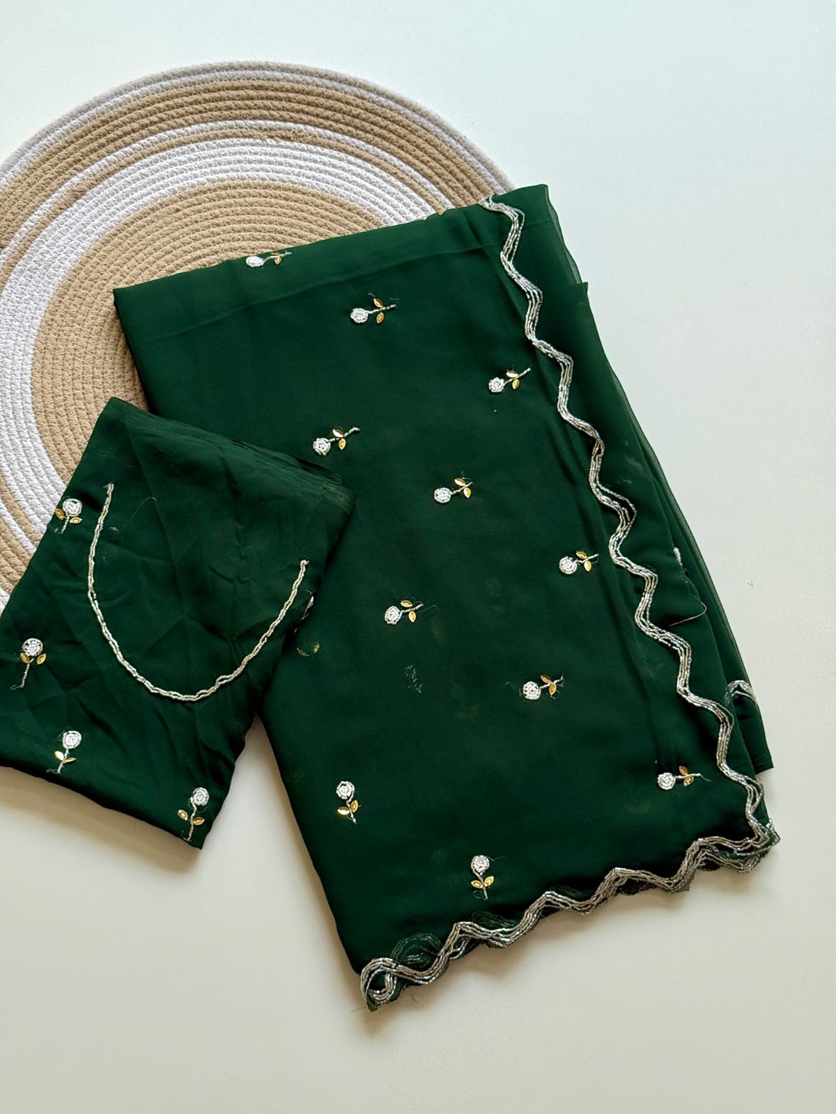Marvellous Festive Wear Soft Georgette Butta n Handwork Designer Saree With Blouse Piece
