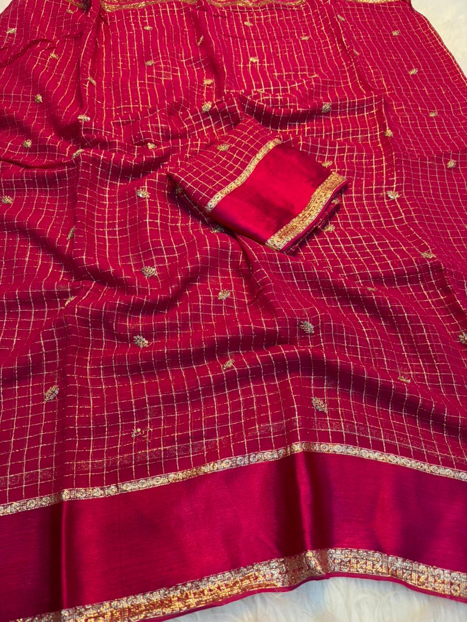 Incredible Festive Wear Viscose Georgette Sequence Work Fancy Saree With Blouse Piece