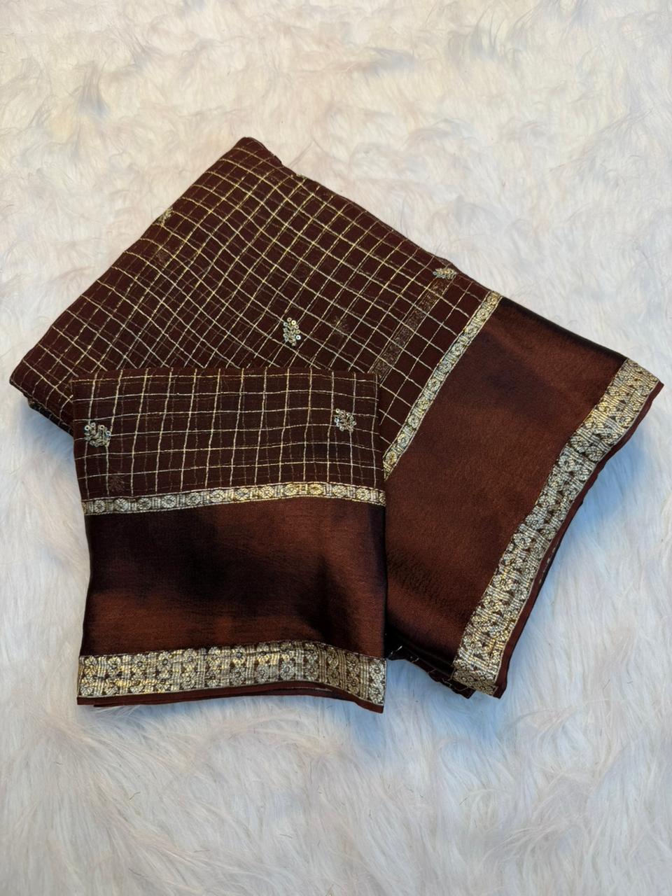 Incredible Festive Wear Viscose Georgette Sequence Work Fancy Saree With Blouse Piece