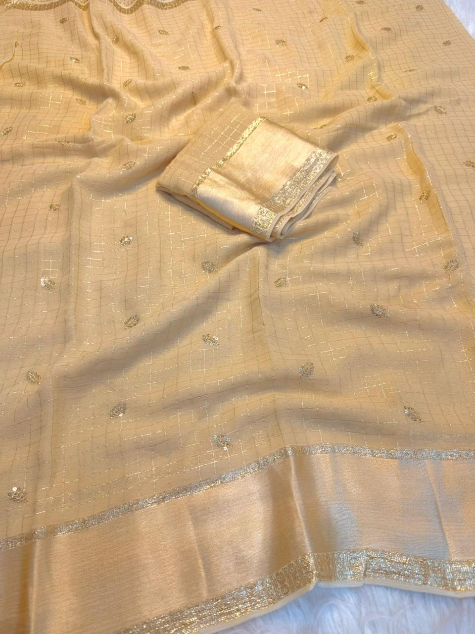 Incredible Festive Wear Viscose Georgette Sequence Work Fancy Saree With Blouse Piece