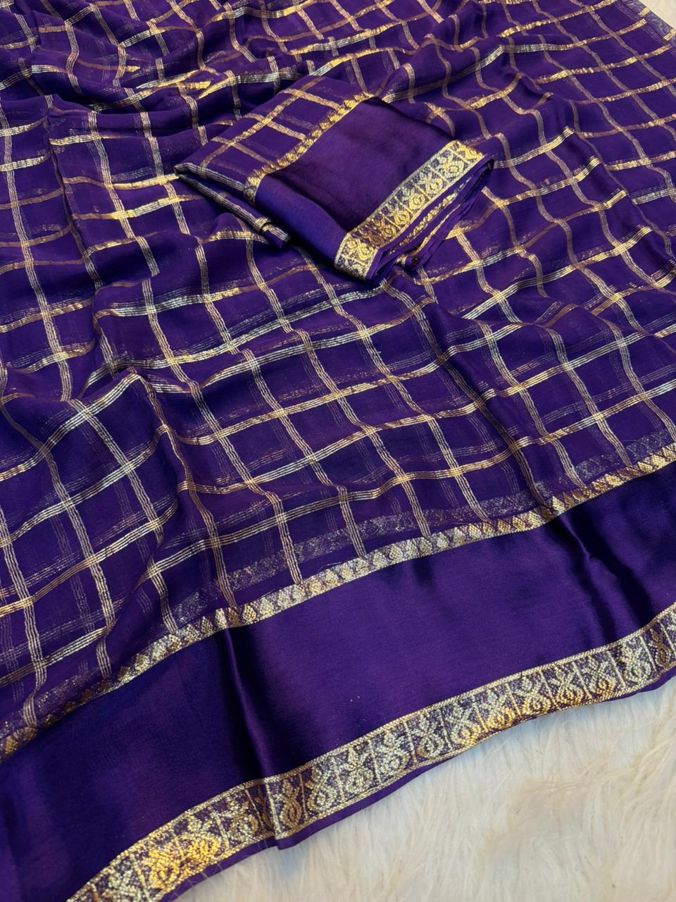 Charming Party Wear Viscose Georgette Jacquard Zari Work Fancy SareeWith Blouse Piece