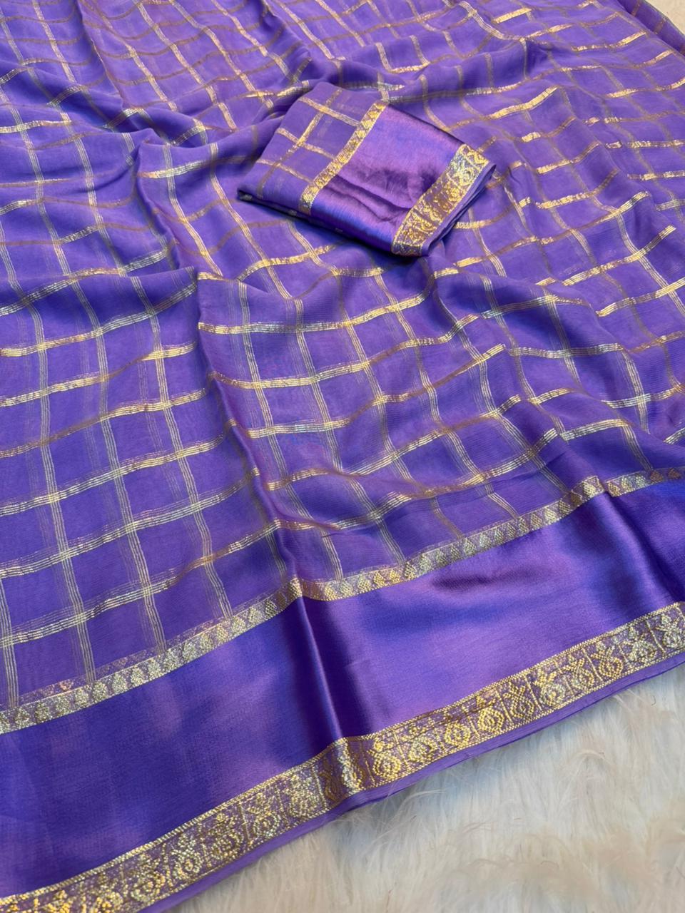 Charming Party Wear Viscose Georgette Jacquard Zari Work Fancy SareeWith Blouse Piece