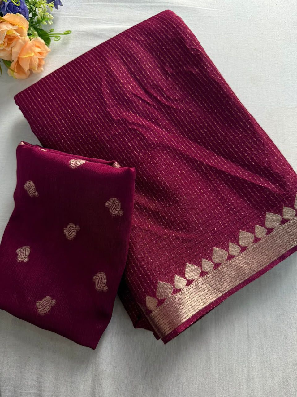 Admirable Festive Wear Viscose Georgette Jacquard Zari Weaving Work Designer Saree For Women