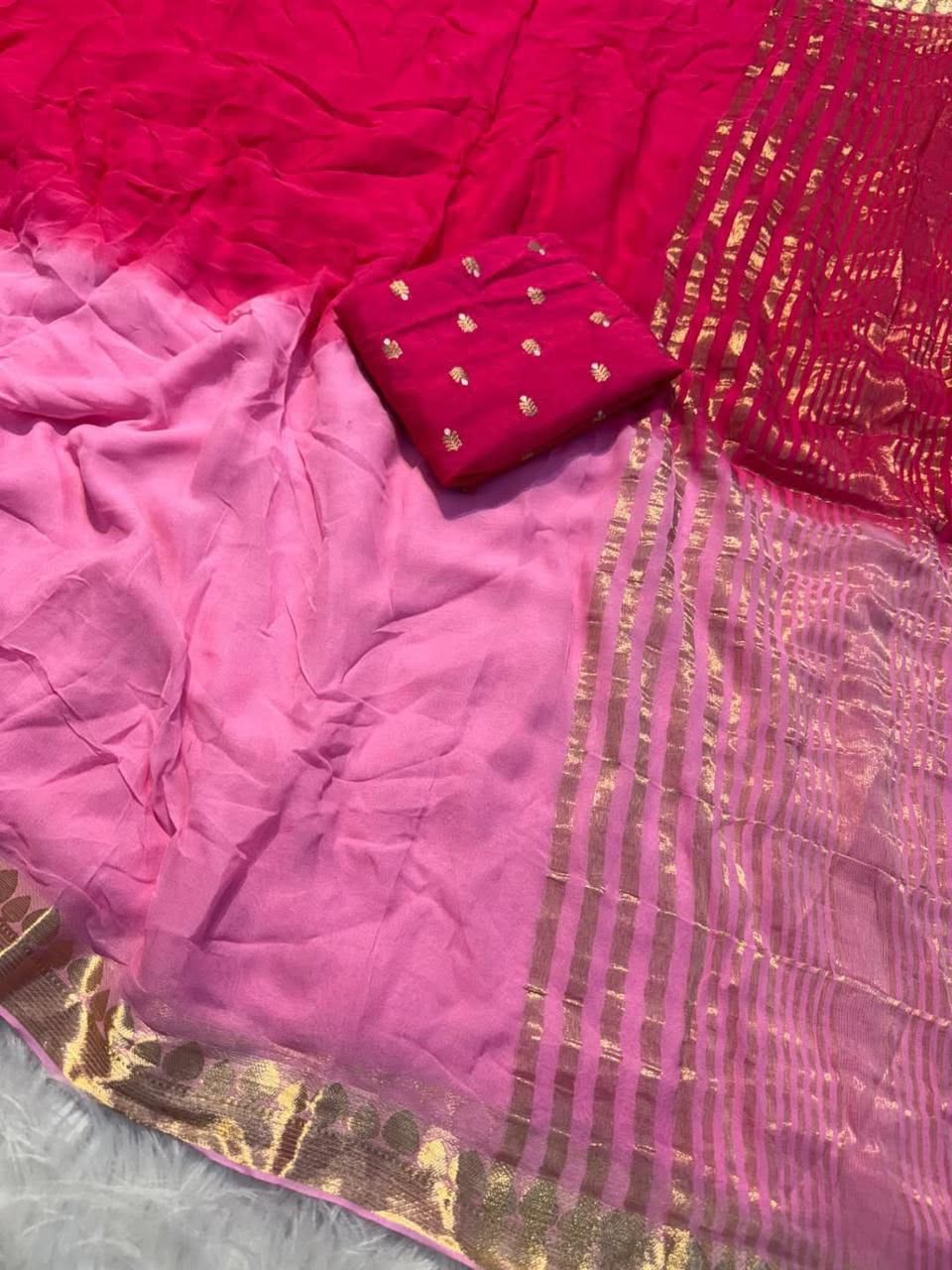 Heritage Festive Wear Pure Viscose Georgette Jacquard Work n Rich Pallu Fancy Saree With Blouse Piece