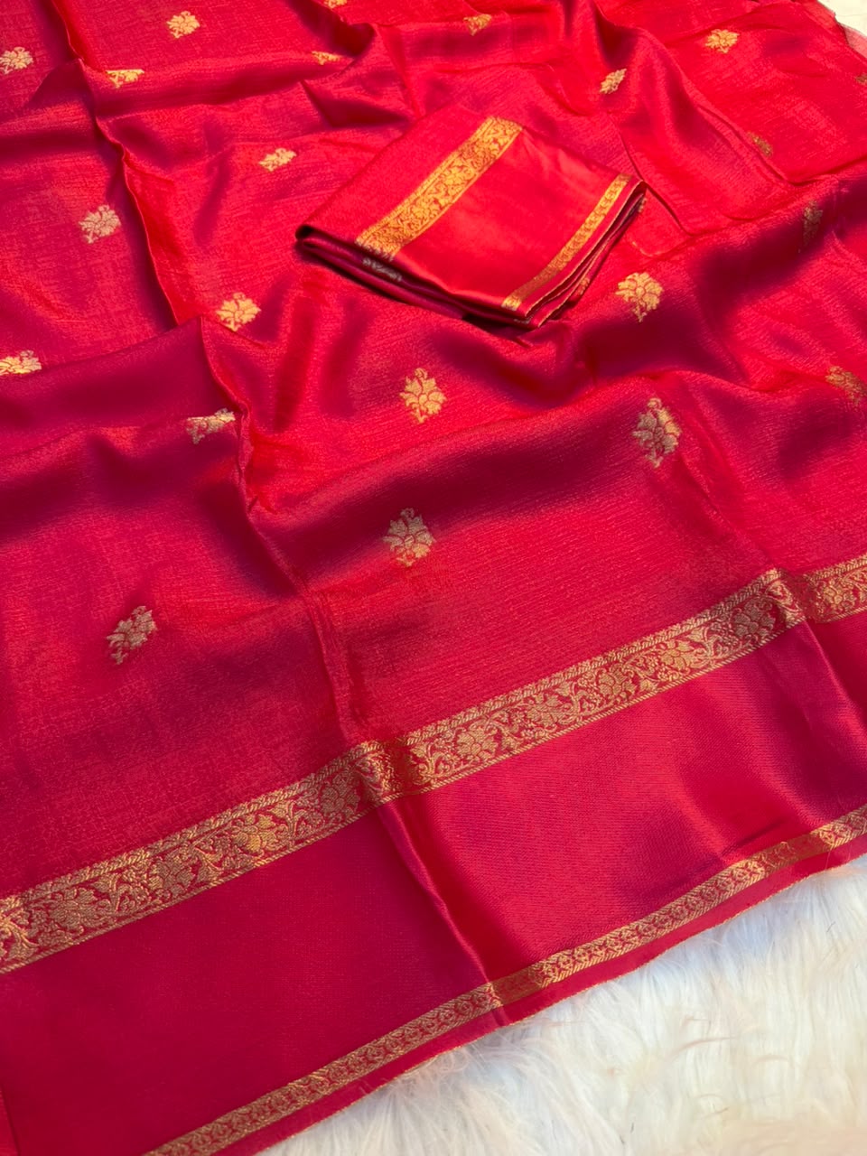 Mellifluous Function Wear Soft Viscose Silk Jacquard Design n Satin Border Fancy Saree With Blouse Piece