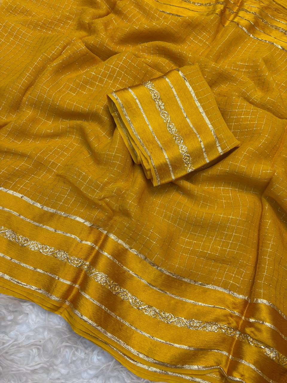 Admirable Festive Wear Viscose Georgette Jacquard Zari Work Fancy Saree With Blouse Piece