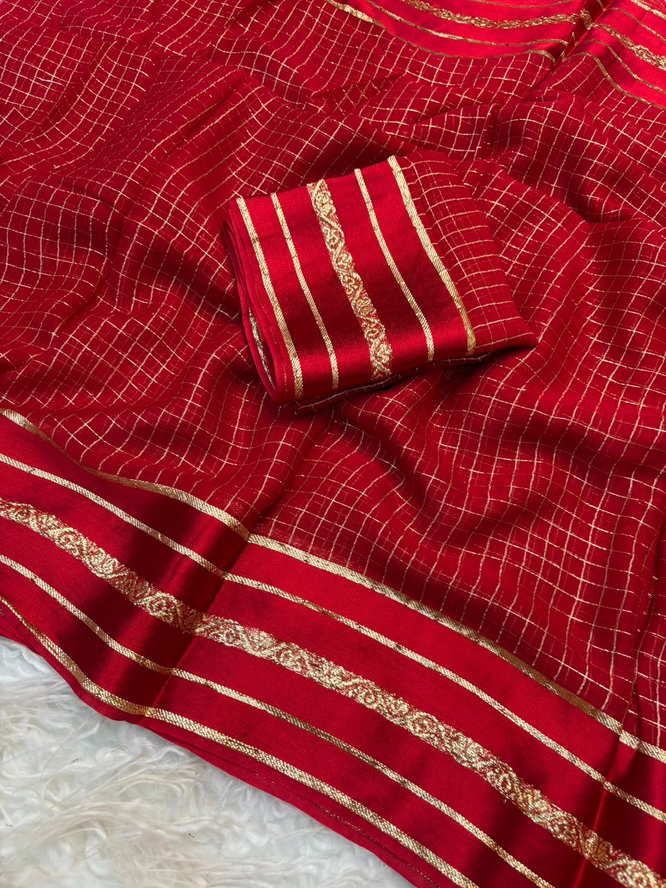 Admirable Festive Wear Viscose Georgette Jacquard Zari Work Fancy Saree With Blouse Piece