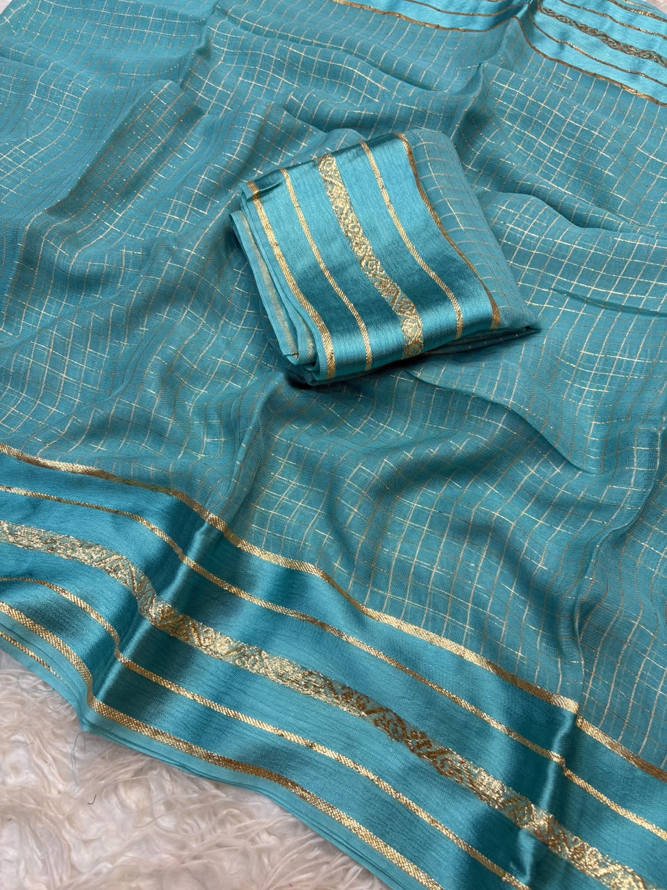 Admirable Festive Wear Viscose Georgette Jacquard Zari Work Fancy Saree With Blouse Piece