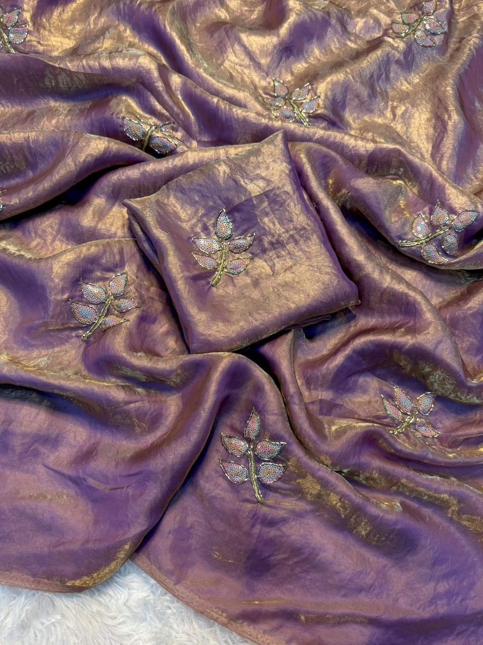 Effervescent Festive Wear Silk Embroidery n Sequence Work Fancy Saree With Blouse Piece