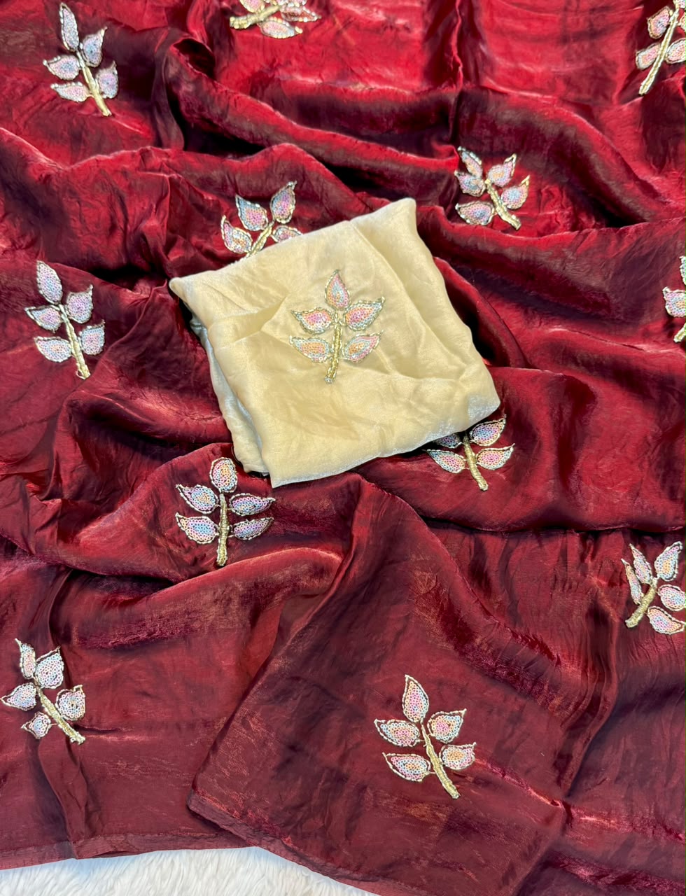 Effervescent Festive Wear Silk Embroidery n Sequence Work Fancy Saree With Blouse Piece