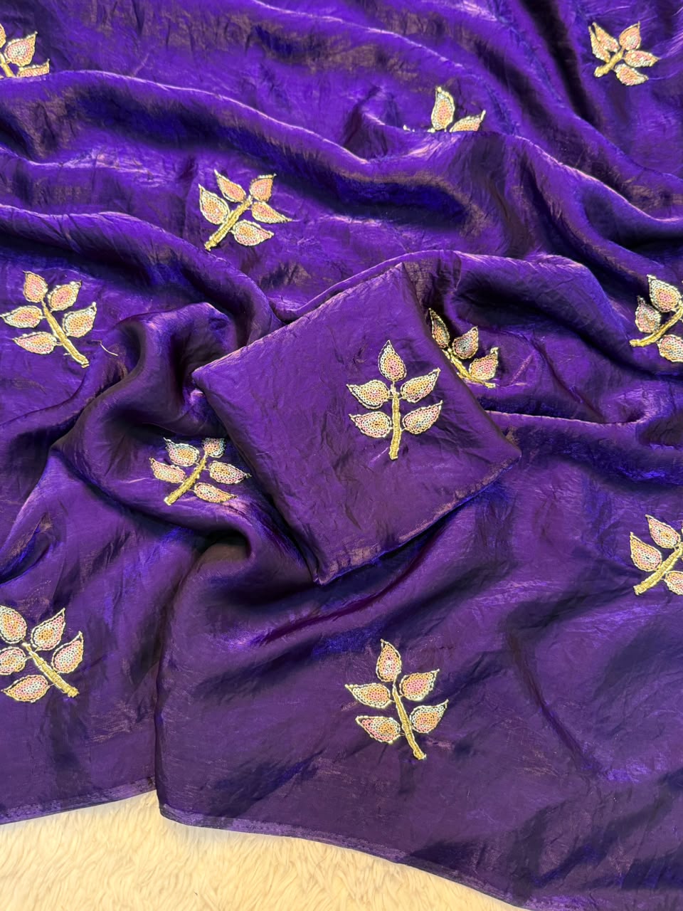 Effervescent Festive Wear Silk Embroidery n Sequence Work Fancy Saree With Blouse Piece