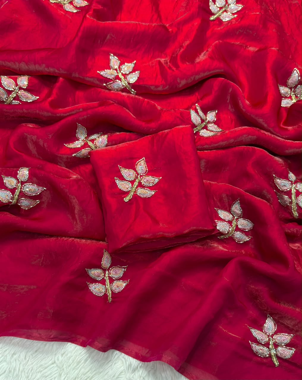 Effervescent Festive Wear Silk Embroidery n Sequence Work Fancy Saree With Blouse Piece