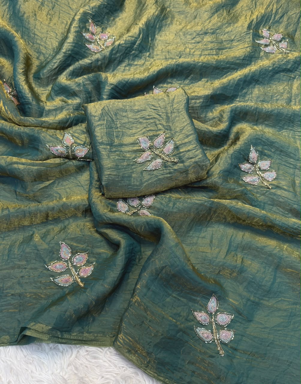 Effervescent Festive Wear Silk Embroidery n Sequence Work Fancy Saree With Blouse Piece
