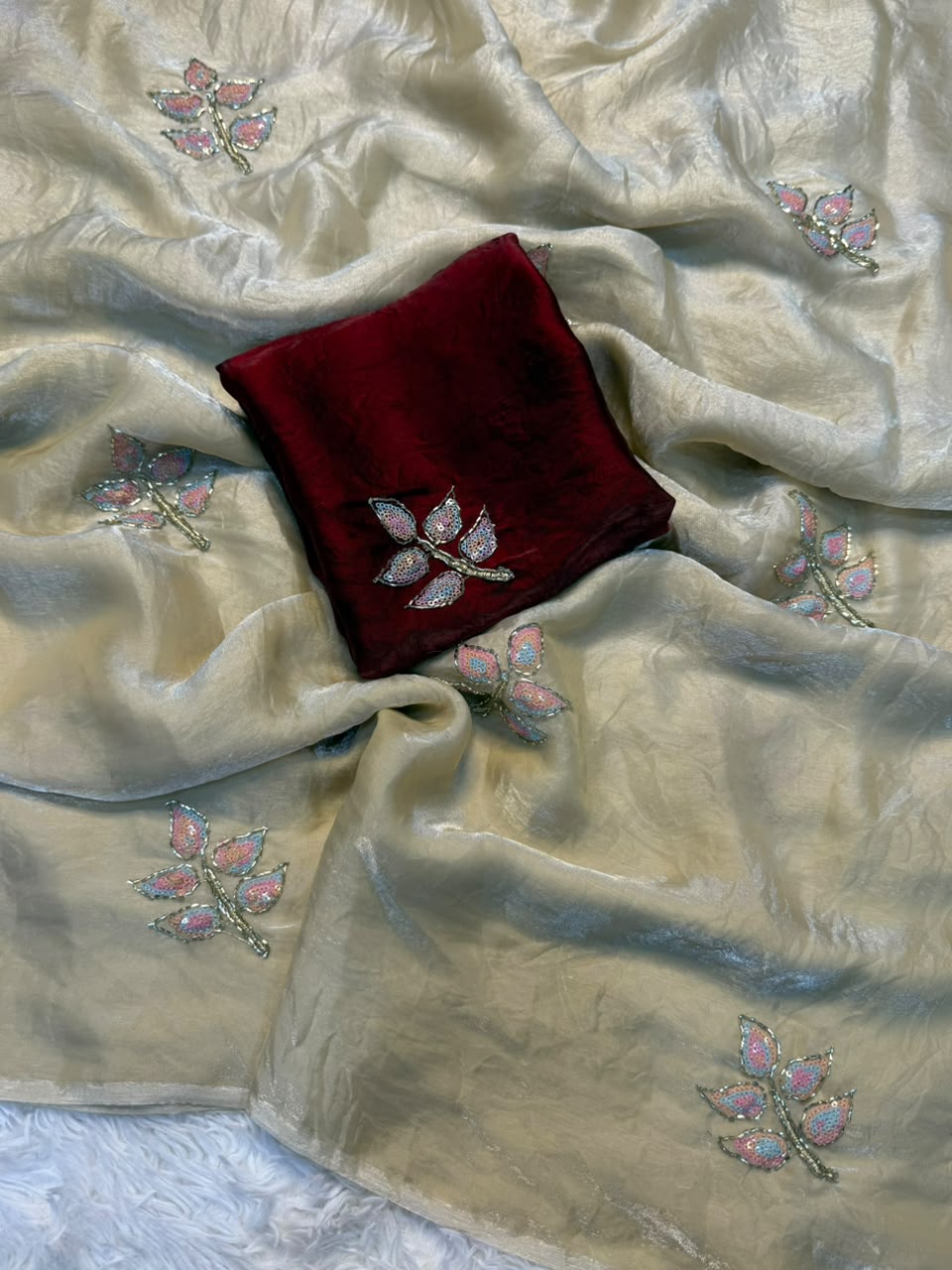 Effervescent Festive Wear Silk Embroidery n Sequence Work Fancy Saree With Blouse Piece