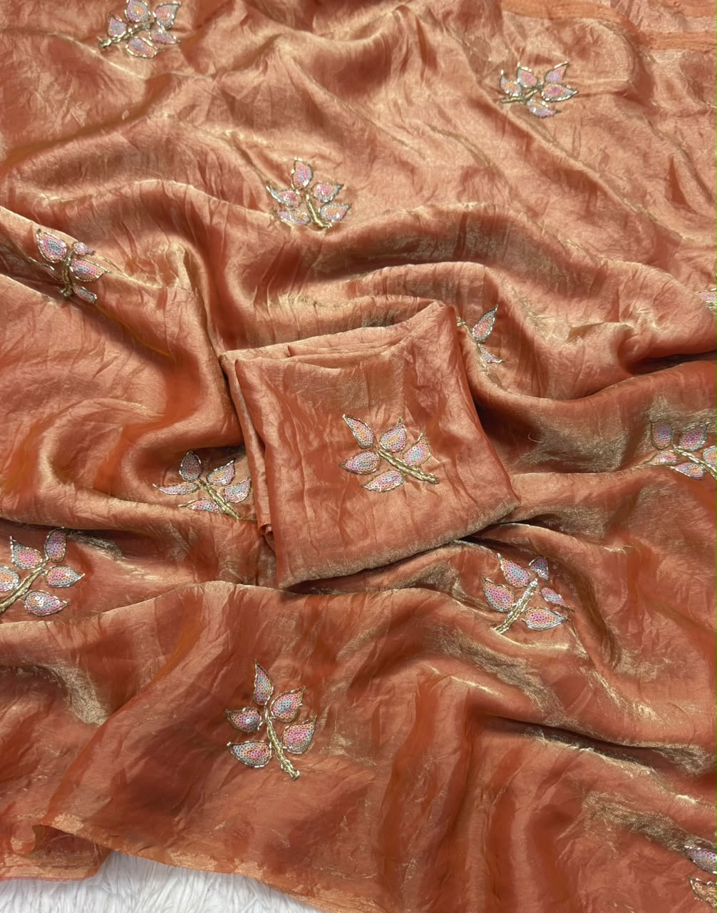 Effervescent Festive Wear Silk Embroidery n Sequence Work Fancy Saree With Blouse Piece