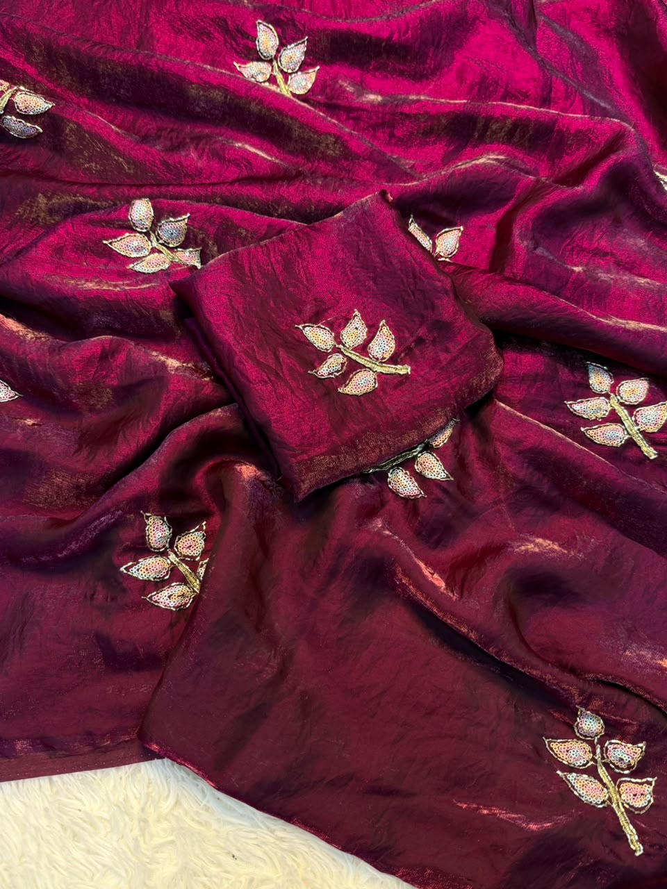 Effervescent Festive Wear Silk Embroidery n Sequence Work Fancy Saree With Blouse Piece