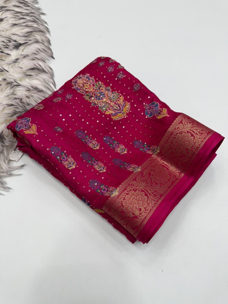 Imaginative Wedding Wear Soft Dola Silk Print Design Jacquard Border Rich Pallu Fancy Saree For Women