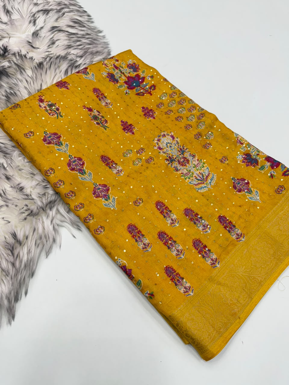 Imaginative Wedding Wear Soft Dola Silk Print Design Jacquard Border Rich Pallu Fancy Saree For Women