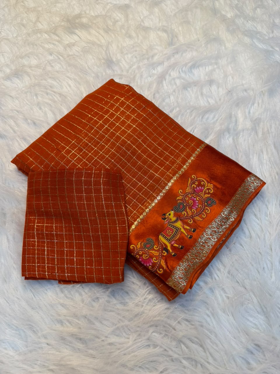 Adorning Festive Wear Viscose Georgette Satin Border Fancy Saree With Blouse Piece