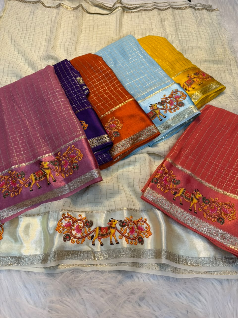 Adorning Festive Wear Viscose Georgette Satin Border Fancy Saree With Blouse Piece