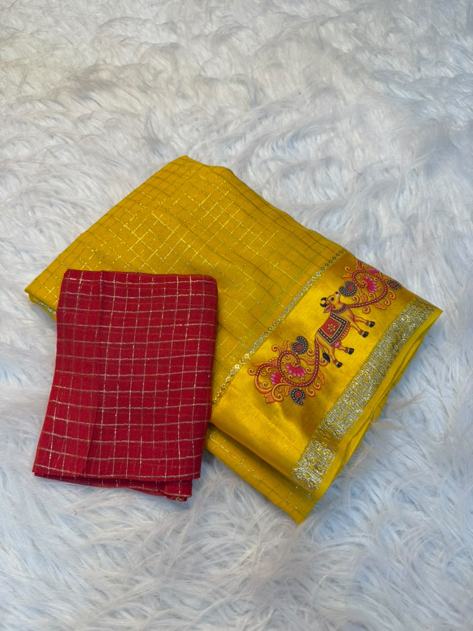 Adorning Festive Wear Viscose Georgette Satin Border Fancy Saree With Blouse Piece