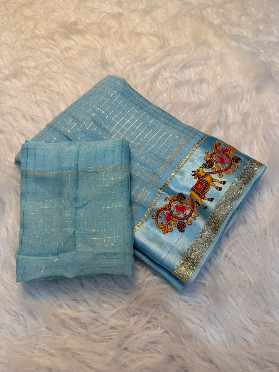 Adorning Festive Wear Viscose Georgette Satin Border Fancy Saree With Blouse Piece
