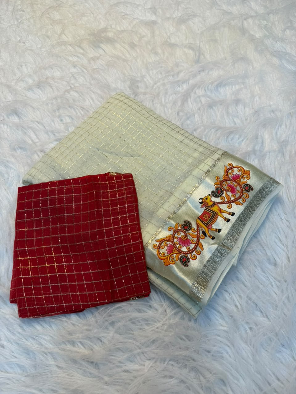 Adorning Festive Wear Viscose Georgette Satin Border Fancy Saree With Blouse Piece