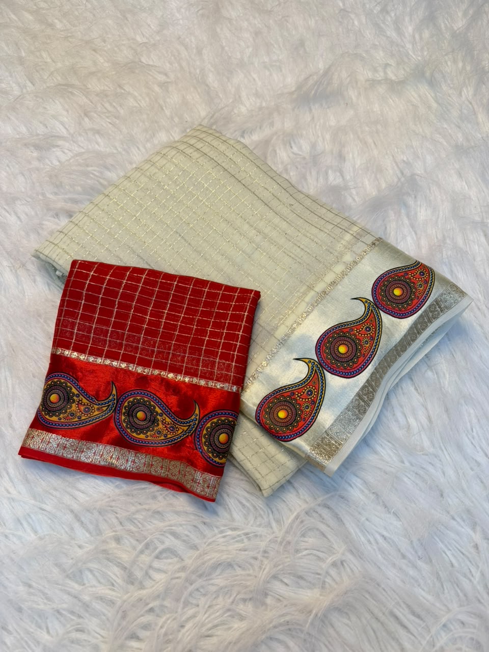 Charismatic Function Wear Viscose Georgette Print n Jacquard Border Fancy Saree With Blouse Piece