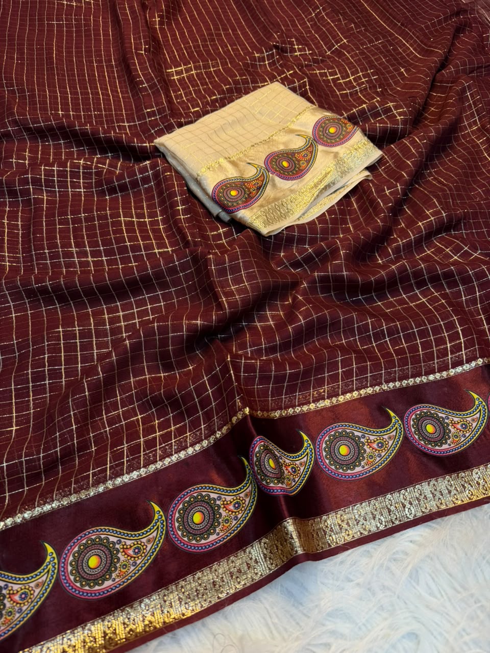 Charismatic Function Wear Viscose Georgette Print n Jacquard Border Fancy Saree With Blouse Piece
