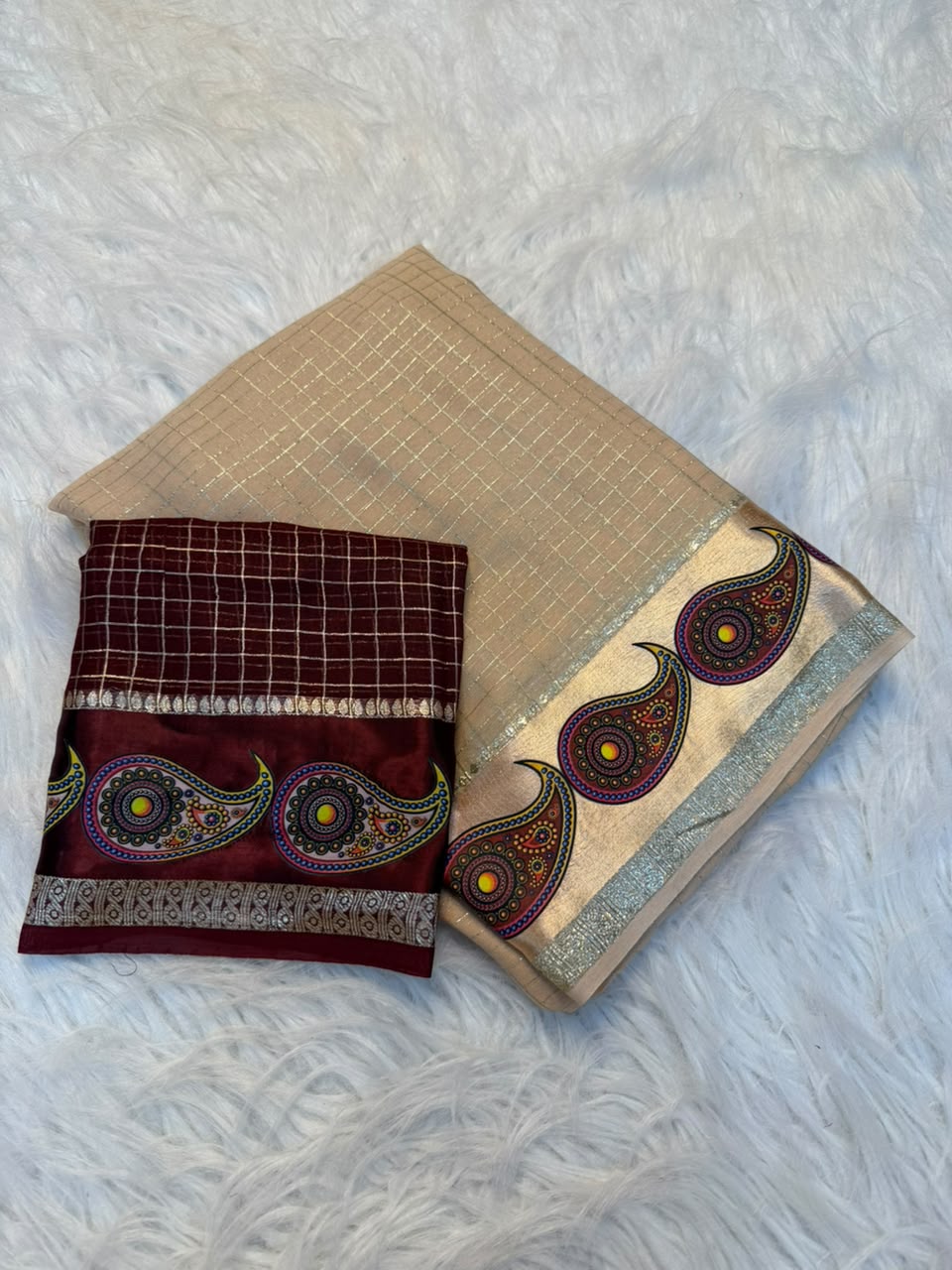 Charismatic Function Wear Viscose Georgette Print n Jacquard Border Fancy Saree With Blouse Piece